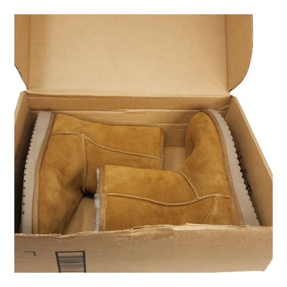 Koolaburra Suede Mid-Calf Boots Chestnut Tan Fur Lined Womens Size 11 - Picture 4 of 14